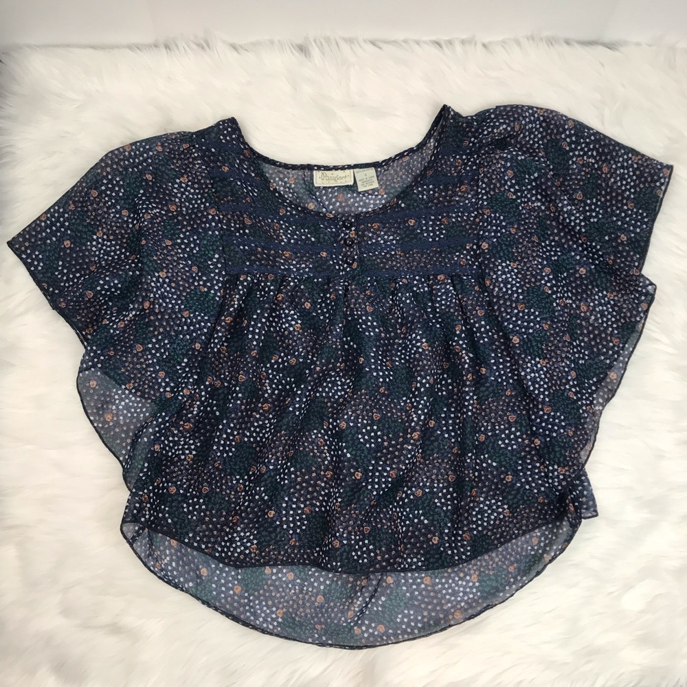 Passport Chiffon Flutter Sleeve Boho Lace Top S